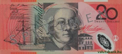 20 dolláros címlet eleje - Ausztrál dollár bankjegy - AUD