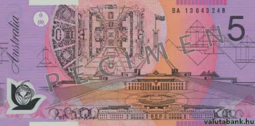 5 dolláros címlet hátulja - Ausztrál dollár bankjegy - AUD