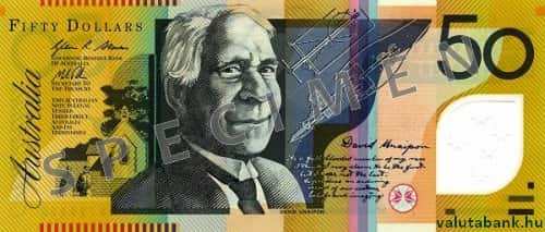 50 dolláros címlet eleje - Ausztrál dollár bankjegy - AUD