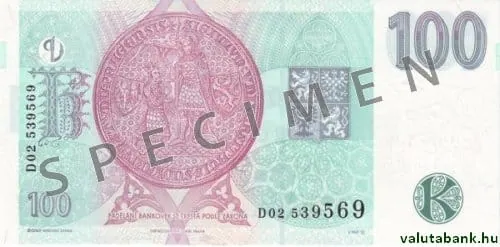 100 Kč bankjegy hátlap