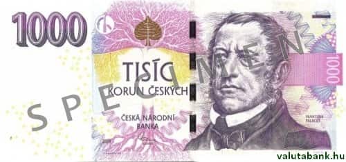 1000 koronás címlet eleje - Cseh korona bankjegy - CZK