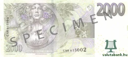 2000 Kč bankjegy hátlap