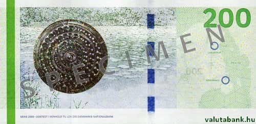 200 koronás címlet hátulja - Dán korona bankjegy - DKK