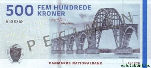 500 koronás címlet eleje - Dán korona bankjegy - DKK