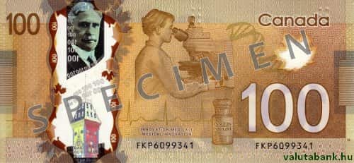 100 dolláros címlet hátulja - Kanadai dollár bankjegy - CAD