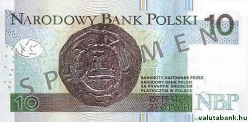 10 zlotyis címlet hátulja - Lengyel zloty bankjegy - PLN