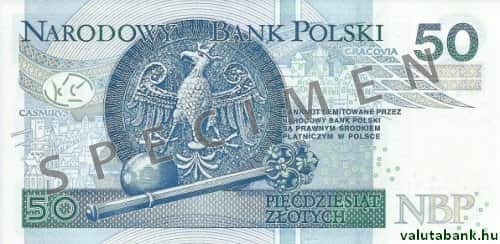 50 zlotyis címlet hátulja - Lengyel zloty bankjegy - PLN