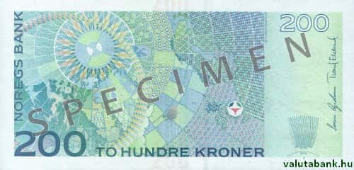 200 koronás címlet hátulja - Norvég korona bankjegy - NOK