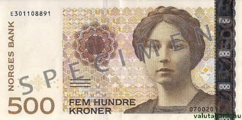 500 koronás címlet eleje - Norvég korona bankjegy - NOK