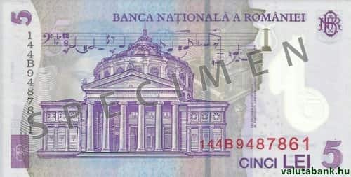 5 lejes címlet hátulja - Román lej bankjegy - RON