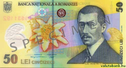 50 lejes címlet eleje - Román lej bankjegy - RON