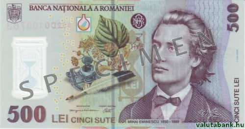 500 lejes címlet eleje - Román lej bankjegy - RON