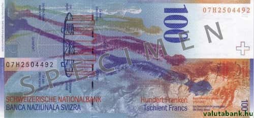 100 frankos címlet hátulja - Svájci frank bankjegy - CHF