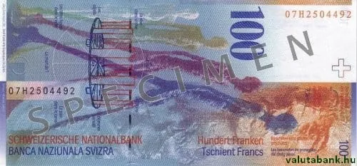 100 Fr bankjegy hátlap