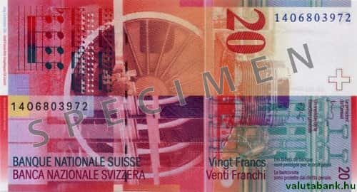 20 frankos címlet hátulja - Svájci frank bankjegy - CHF
