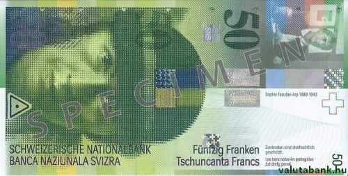 50 frankos címlet eleje - Svájci frank bankjegy - CHF