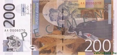 200 дин bankjegy hátlap