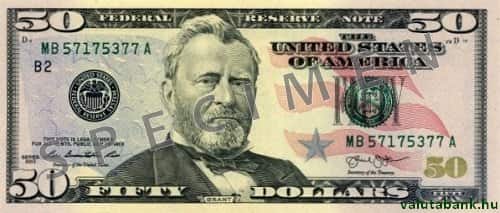 50 dolláros címlet eleje - USA dollár bankjegy - USD